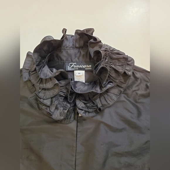 FRASCARA - Beker Fashions 100% Silk Jacket - Black Size 14 - Picture 10 of 12
